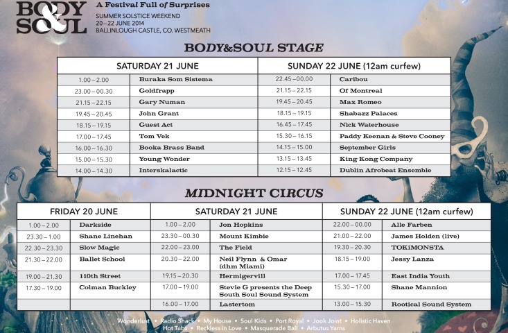 Body & Soul Main and Midnight Circus stage times&nbsp;announced