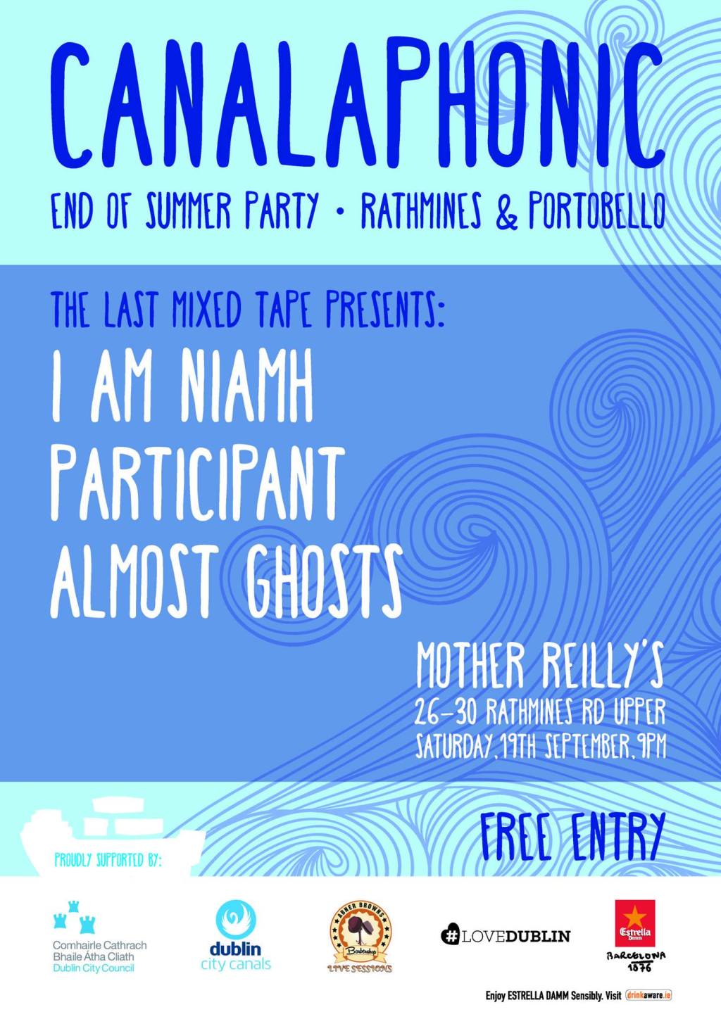 Almost Ghosts, i am niamh & Participant all to play TLMT’s FREE Canalaphonic gig this&nbsp;Saturday